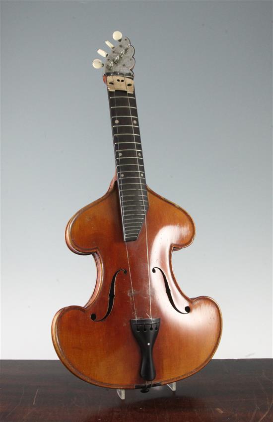 A German bowed zither, by Georg Tiefenbrunner of Munich, 22in.